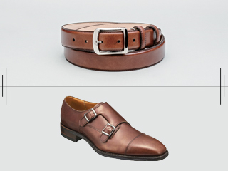 靴 通販 | シューズとベルトの色を合わせて統一感あるコーディネイトに 